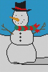 LP-170 Snowman W/Hat 13 Mesh 5x7 Linda Pietz