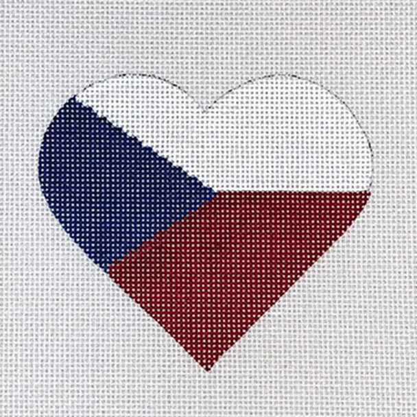 HT33 Czech Republic Heart Flag 3.25 x 3.75 18 Mesh Pepperberry Designs 