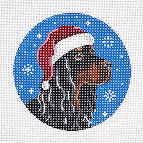 DG24 Gordon Setter Santa 4" Dia  18 Mesh Pepperberry Designs