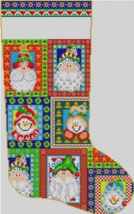 M-142 Snowman & Santa Stockjng 13 Mesh 13 x 21 Treglown Designs
