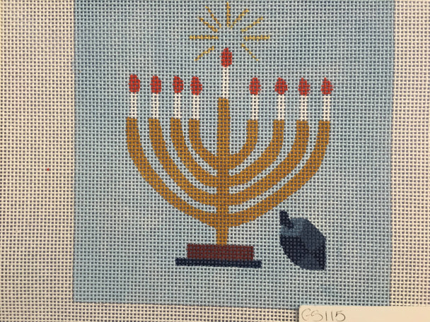 GS115 Traditional Chanukah Menorah 6x6 13 Mesh Rene Seidman Gone Stitching 