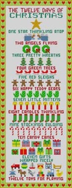 M-165 12 Days Of Christmas 13 Mesh 9 x 23 1⁄2 Treglown Designs