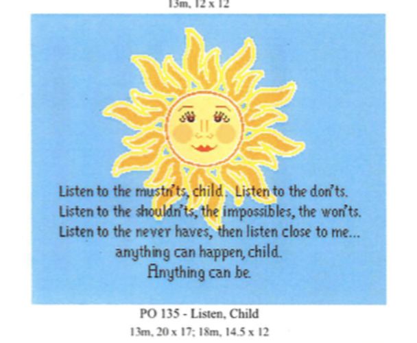 PO140 Listen, Child with lettering 20x 17 13 Mesh CanvasWorks 
