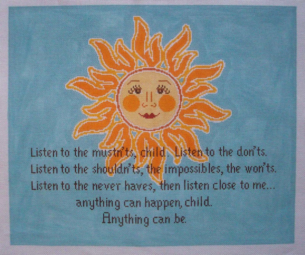 PO140 Listen, Child with lettering 14.5 X 12 18 Mesh CanvasWorks 