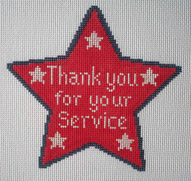 CO43A Red Thank you for your service, star 4 x 4 18 Mesh CanvasWorks 