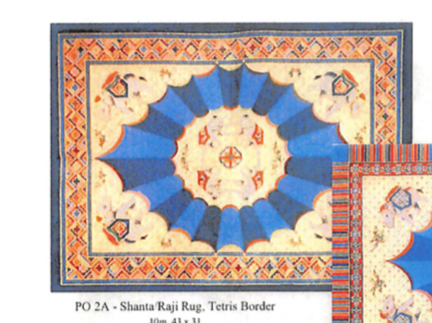 PO2A Shanta/Raji Rug, Tetris Border 43 x 31 10 Mesh CanvasWorks 