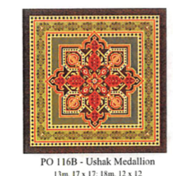 PO116B Ushak Medallion  17x 17 13 Mesh CanvasWorks 