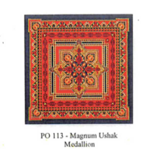 PO113 Magnum Ushak Medallion 17.5x 17.5 18 Mesh Canvas