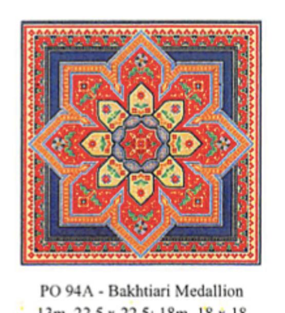 PO94A Bakhtiari Medallion  22.5 x 22.5 13 Mesh CanvasWorks