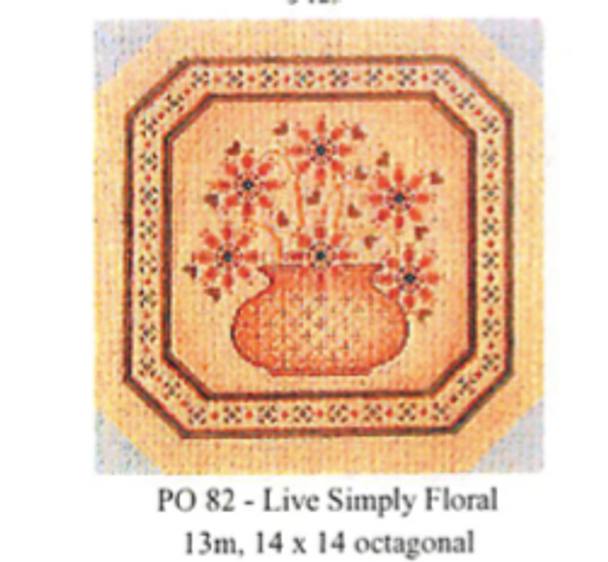 PO82 Live Simply Floral  14x14 octagonal 13 Mesh CanvasWorks