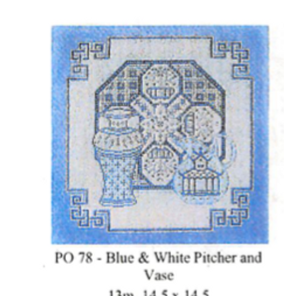 PO78 Blue & White Pitcher and Vase 4.5 X 14.5 13 Mesh CanvasWorks