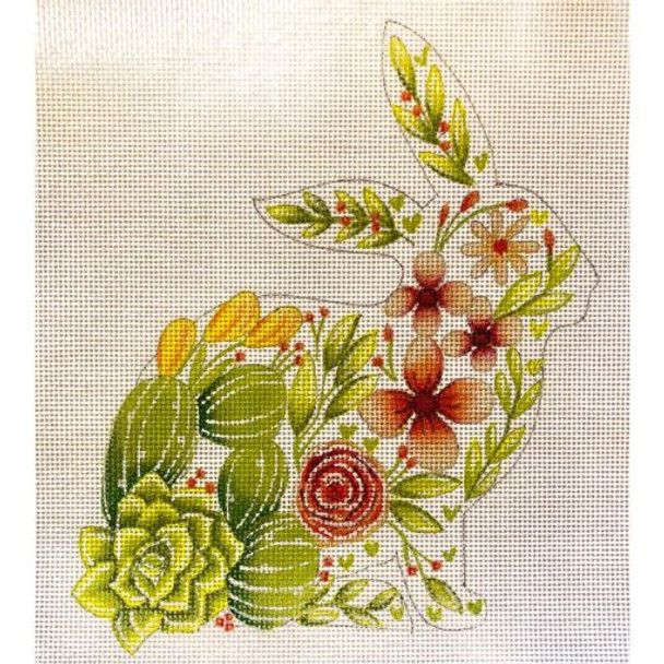 4066 Alice Peterson Designs BUNNY WITH FLOWERS 13 Mesh 8.25 x 9.25