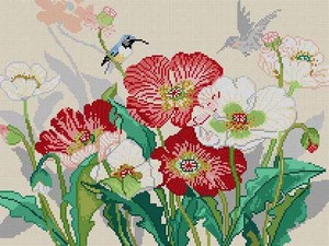 WL-1015 Poppies 13 Mesh 12x16 Lucy Wang Treglown Designs