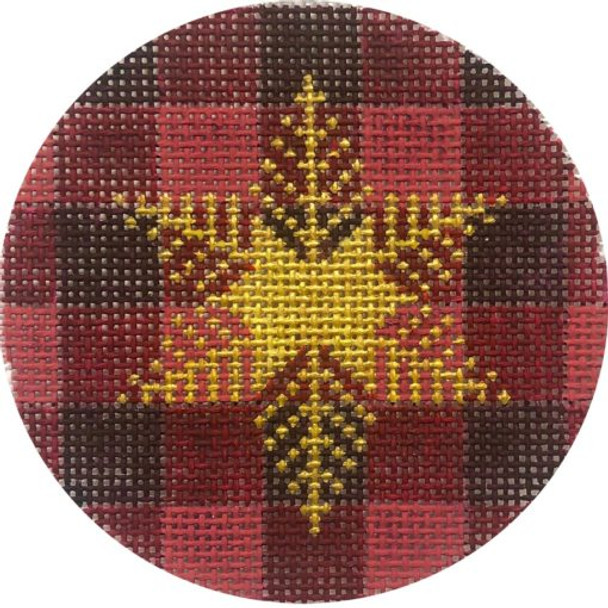 APX371 Alice Peterson Designs GOLD SNOWFLAKE ON PLAID 13 Mesh 4x 4