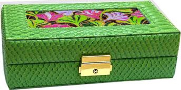 BAG38AG BB Jewelry Case - Alligator Green - 8"Wx2.5"Hx4"D  Lee's Needle Arts