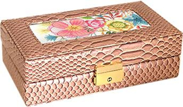 Rectangular Jewelry Case BAG38AL Almond  8"W x 2.5"H x 4"D Leather Lee's Needle Arts