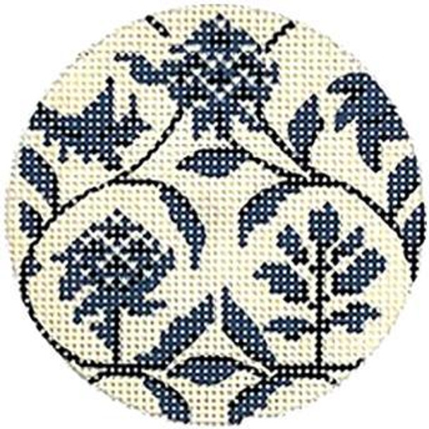 KCBJ16 Blue Toile  3" Round - 18 Mesh Fits Lee's Leather Goods BJ Size Opening KELLY CLARK STUDIO, LLC