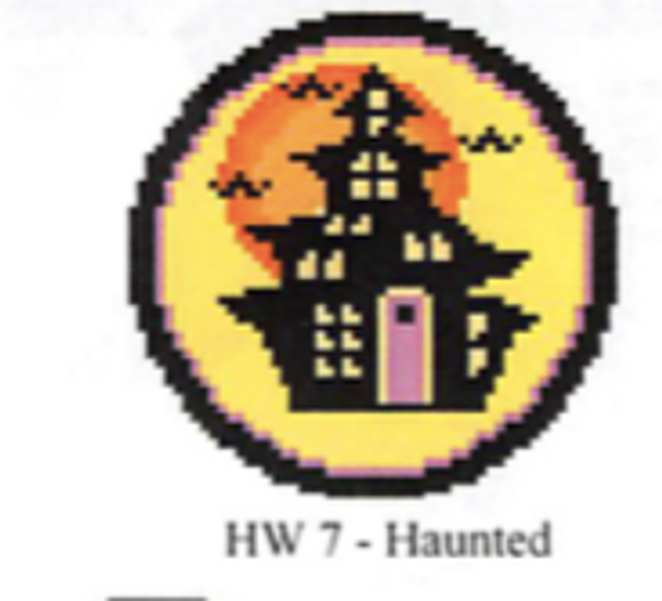 HW07 Halloween Haunted 4" Round 13 Mesh Ornament CanvasWorks