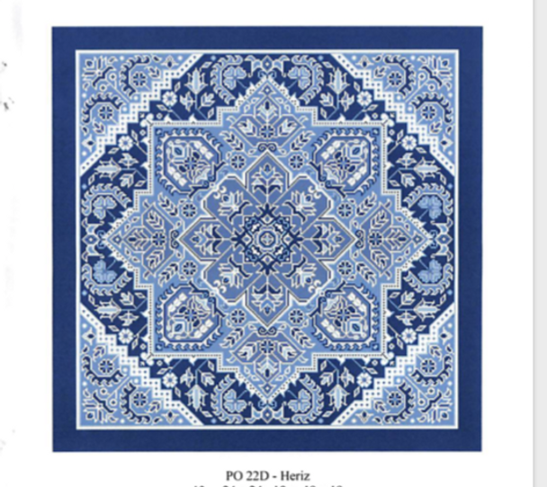 PO22D Heriz Blue and White 19 x 19 18 Mesh CanvasWorks