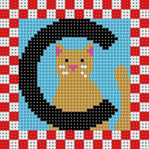 LP-132 Letter C Checker Border Alphabet 10 Mesh 71⁄4x71⁄4 Linda Pietz