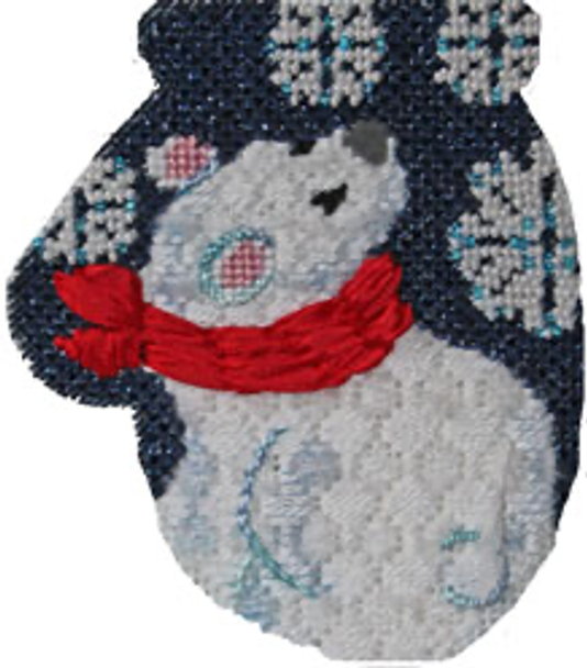 KL199 mini Polar Bear Chases Snowflakes 3.5 x 2.75 18 Mesh MINI MITT  KAMALA