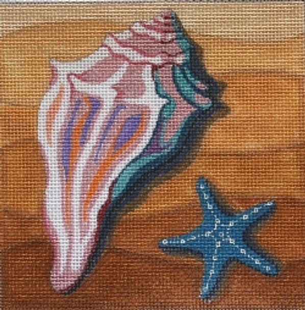 717 CONCH SHELL & STARFISH 5 x 5 13 Mesh DESIGNS by Florence Schiavo