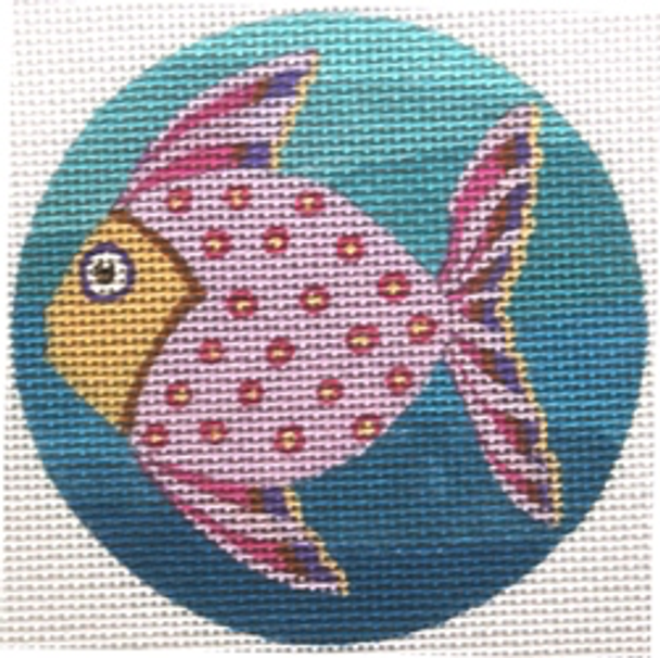 715S PINK FISH ORNAMENT 3" Diameter 18 Mesh DESIGNS by Florence Schiavo