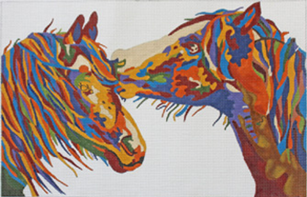 PDW418 MY SECRET - COLORFUL HORSES 15.5 x 11 13 Mesh  PRINCE DUNCAN WILLIAMS