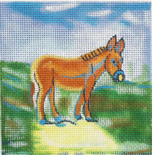 MS126 ISSACHAB -- donkey 4 x 4 18 Mesh TRIBE OF ISRAEL WITH HEBREW NAME Marcia Steinbock