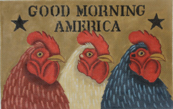 DS1101 GOOD MORNING AMERICA 11.5 x 7.5 18 Mesh AMERICAN FOLK ARTIST - DIANNA SWARTZ