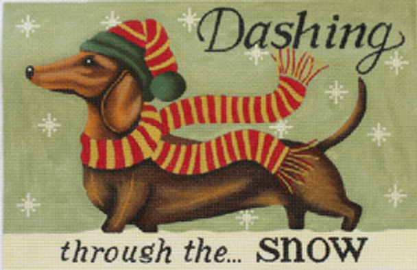 DS1106 DACHSHUND - WINTER 12 x 7.5 13 Mesh AMERICAN FOLK ARTIST - DIANNA SWARTZ