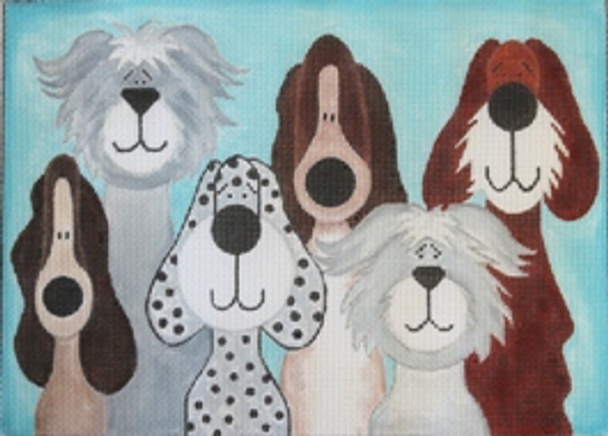 Ludw8103 6 WHIMSICAL DOGS 12.5 x 9 13 Mesh LAURIE LUDWIN (PLD)