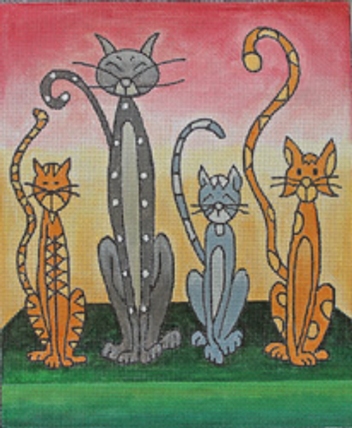 Ludw8108 WHIMSICAL CATS 10 x 12 13 Mesh LAURIE LUDWIN (PLD)