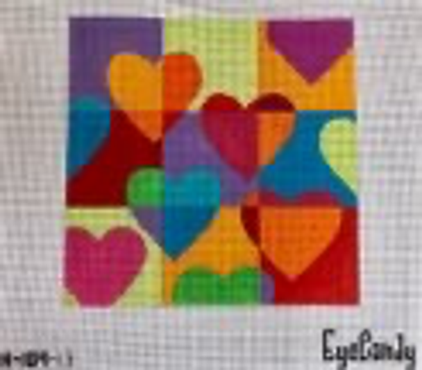 H109-13 Floating Hearts - 13 count 8x8 EyeCandy Needleart