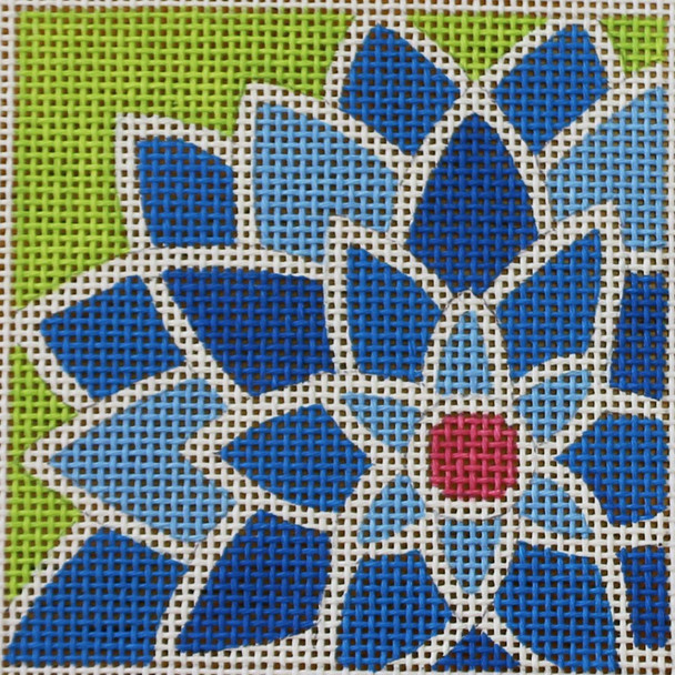 FL03 Blue Graphic Flower 3” Sq. 18 Mesh Pepperberry Designs 