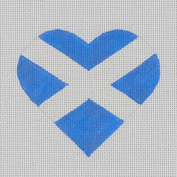 HT38 Scottish Flag Heart 3.25 x 3.75 18 Mesh Pepperberry Designs 