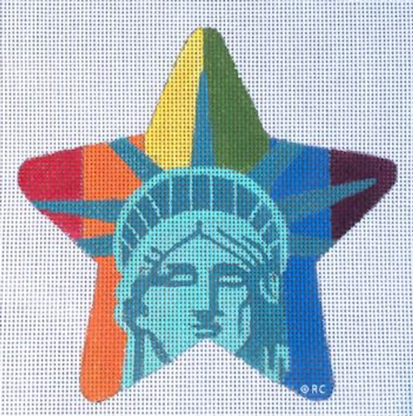 HO1488 RAINBOW LIBERTY STAR 3.5" Round, 18 Mesh Raymond Crawford Designs