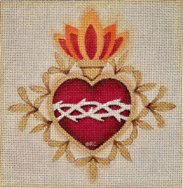 HO1649 Sacred Heart 6 x 6, 18 Mesh Raymond Crawford Designs