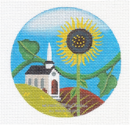 MCFR01 Church & Sunflower 4” Round 18 Mesh Mary E. Charles