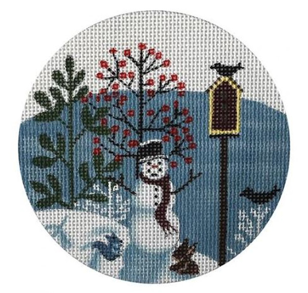 MC-FR07 Snowman & Animals 4” round 18 Mesh Mary E. Charles