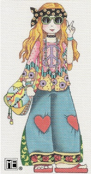 ME-FF02A Hippie Girl (full body) 4x7.75 18 Count With SG by Patricia SoneMary Engelbreit
