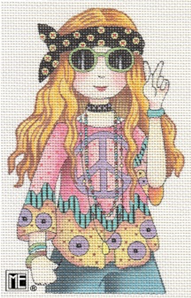 ME-FF02B Hippie Girl (close up) 3.75x6 18 Count With SG by Patricia Sone Mary Engelbreit