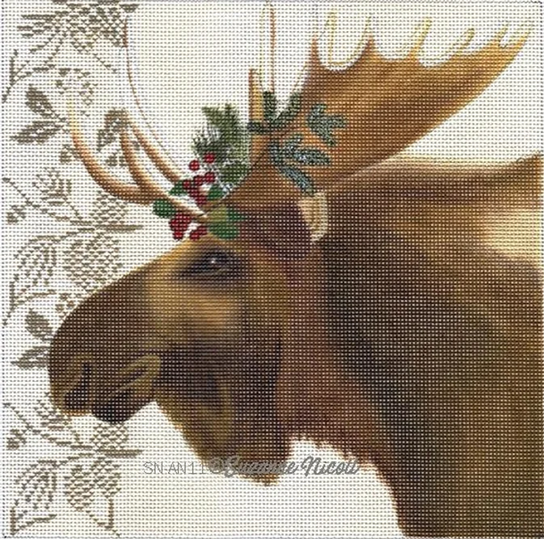 SNAN11 Woodland Moose 8 x 8 18 Mesh Suzanne Nicoll
