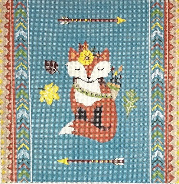 SN-AN07A Tribal Fox with Background 8 x 8 18 Mesh Suzanne Nicoll