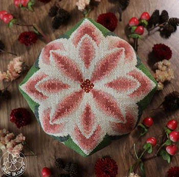 Poinsettia Biscornu 102w x 102h by Blue Flower, The 24-2977 WiBF161 YT