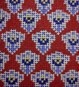 AF54 	Red Provence Insert  3" x 3"	14 Mesh Anne Fisher Needlepoint, llc