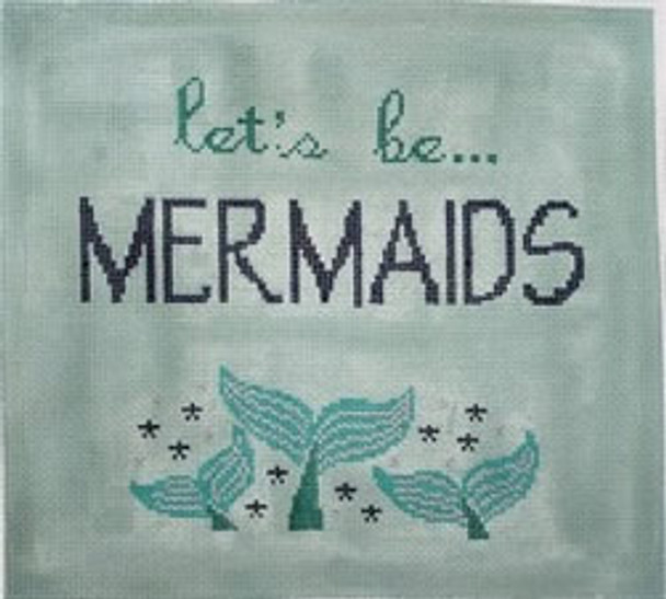 P118 Let's Be Mermaids 8.75 x 8 18 Mesh Kristine Kingston Needlepoint Designs