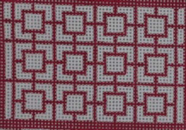 WCC20 wallet geometric squares hot pink  3.25 x 2.25 18 Mesh Kristine Kingston Needlepoint Designs