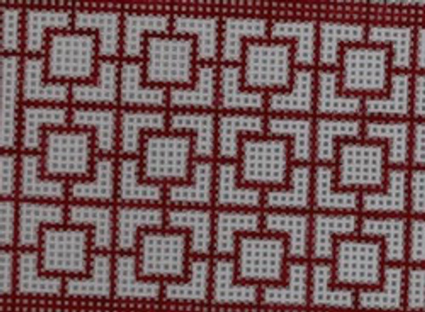 WCC18  wallet insert geometric squares - red 3.25 x 2.25 18 Mesh Kristine Kingston Needlepoint Designs