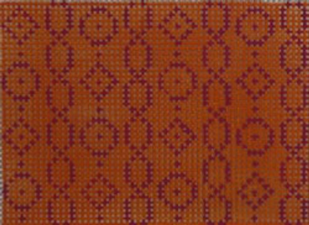 WCC12 wallet insert -  geometric chain/circle/diamond pink on orange 3.25 x 2.25 18 Mesh Kristine Kingston Needlepoint Designs